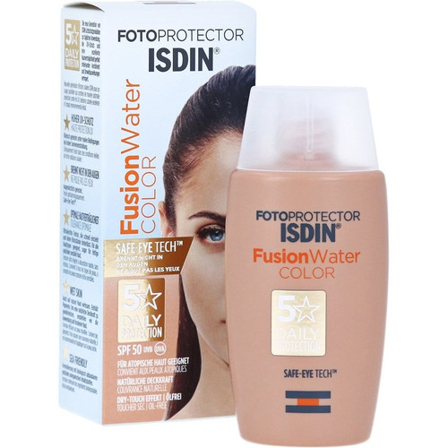 کرم ضد آفتاب رنگی ایزدین فیوژن واتر کالر رنگ متوسط SPF50 ا Isdin sunscreen fusion water color SPF50 cream50ml