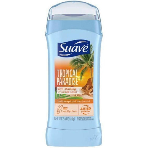 استیک صابونی سواو ضد تعریق و ضد لک 48 ساعته زنانه بهشت استوایی 74 گرمی Suave tropical paradise anti-staining invisible solid antiperspirant deodorant