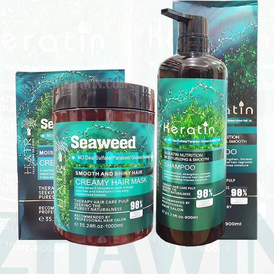 شامپو فری سولفات و ماسک موی کراتین جلبک دریایی ا Mige seaweed hair shampoo mask