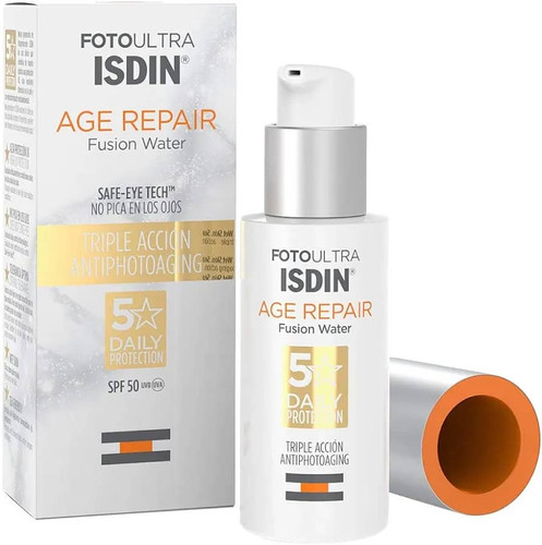 کرم ضد آفتاب ضد چروک بی رنگ ایزدین مدل Isdin Fusion Water Ultra Age Repair Spf50