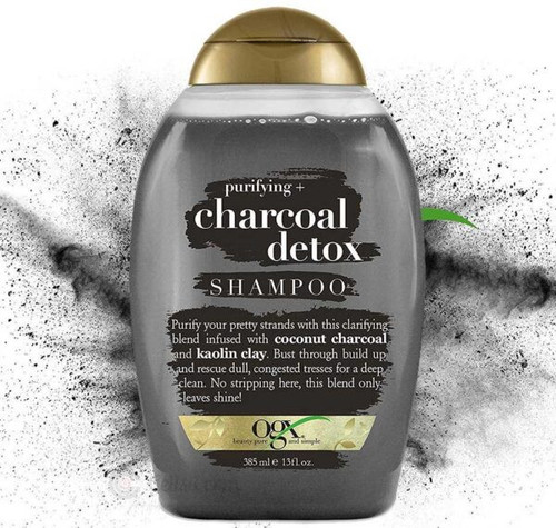 شامپو پاکسازی موی سر او جی ایکس OGX مدل زغال Charcoal detox حجم 385 میل | بدون سولفات، مناسب موی چرب، سم زدایی