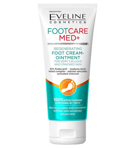 کرم ترک پا اولاین Eveline اصل مدل +FOOTCARE MED حجم ۱۰۰ میل | ترمیم کننده، مناسب پوست خشک
